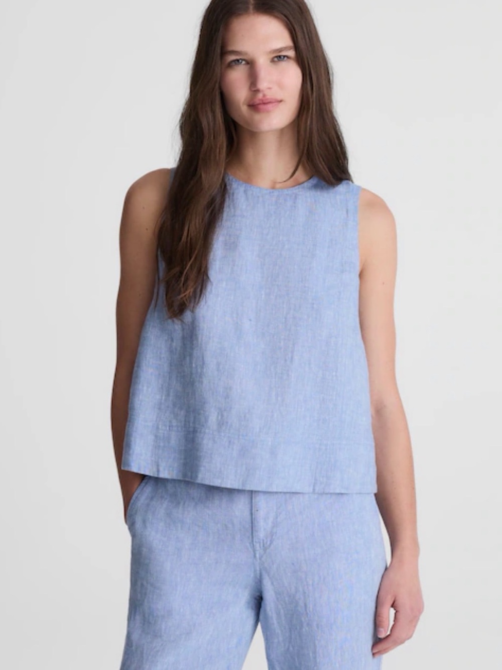 Madewell Shell Top 100% Linen Sunfaded Blue Sleeveless Tank Size S NWT